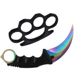 Set Box autoaparare si Cutit karambit Rainbow , 18.5 cm DEPOX® , otel inoxidabil Set Box autoaparare si Cutit karambit Rainbow , 18.5 cm DEPOX® , otel inoxidabil