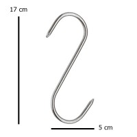 Set doua Carlige afumatoare carne , macelarie  , 17 cm , inox