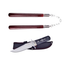 Set Cutit de vanatoare ,Tang Hunter , 28 cm si Nunceag maro , 31 cm , , teaca inclusa Set Cutit de vanatoare ,Tang Hunter , 28 cm si Nunceag maro , 31 cm , , teaca inclusa