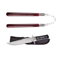 Set Cutit de vanatoare ,Tang Hunter , 28 cm si Nunceag maro , 31 cm , teaca inclusa Set Cutit de vanatoare ,Tang Hunter , 28 cm si Nunceag maro , 31 cm , teaca inclusa