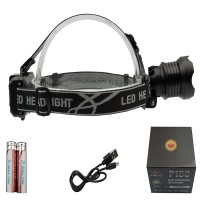 Lanterna de cap LED XHP160 Ultra-Bright, zoom, intensitate interschimbabila, aluminiu, negr