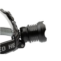 Lanterna de cap LED XHP160 Ultra-Bright, zoom, intensitate interschimbabila, aluminiu, negr