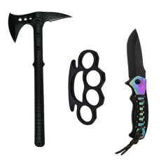 Set Topor Survivor 39 cm , Briceag de vanatoare 21 cm si Box aluminiu , negru Set Topor Survivor 39 cm , Briceag de vanatoare 21 cm si Box aluminiu , negru