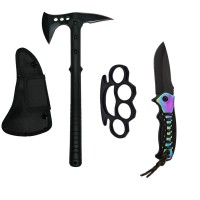 Set Topor Survivor 39 cm , Briceag de vanatoare 21 cm si Box aluminiu , negru Set Topor Survivor 39 cm , Briceag de vanatoare 21 cm si Box aluminiu , negru