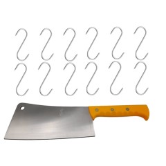 Set Satar macelarie Rough Kitchen, otel inoxidabil si 12 Carlige macelarie,inox  , 43.5 c