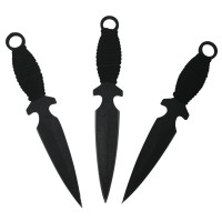 Set sase cutite de aruncat, Black Fury,  16.5 cm, otel inoxidabil, teaca piele inclusa