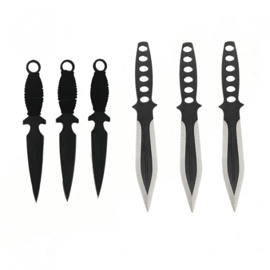Set 3 cutite de aruncat Ballistic Blades si trei cutite de aruncat, Black Fury,  otel i
