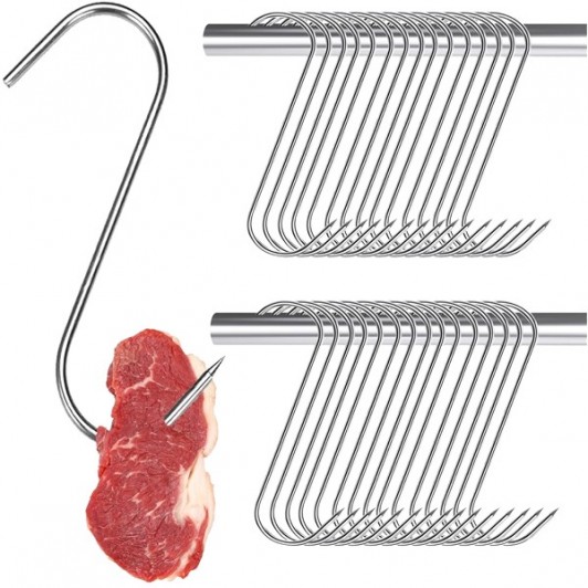 Set 30 Carlige afumatoare carne , macelarie    , 17 cm , inox