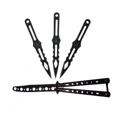 Set Briceag fluture de antrenament, Wave Blade si 3 cutite de aruncat , DEPOX®, otel inoxidabil Set Briceag fluture de antrenament, Wave Blade si 3 cutite de aruncat , DEPOX®, otel inoxidabil