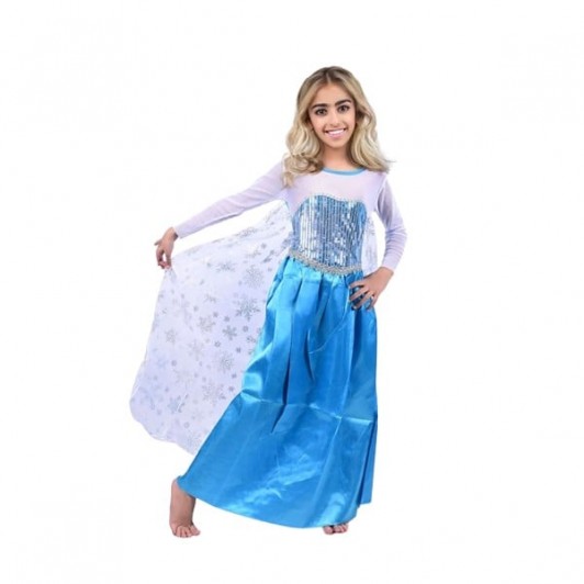 Rochie carnaval printesa Elsa Frozen, Albastru , Halloween, 3-5 ani, 100-110 cm