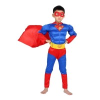 Costum Superman cu muschi,  3-5 ani , Albastru , Halloween