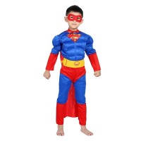 Costum Superman cu muschi,  3-5 ani , Albastru , Halloween