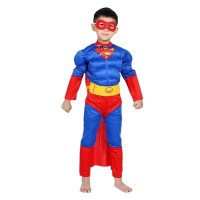 Costum Superman cu muschi,  5-7 ani , Albastru , Halloween