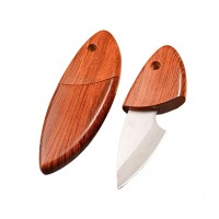Cutit mini portabil, 10.5 cm,  teaca lemn, otel inoxidabil