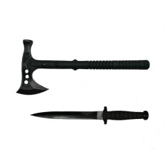 Set Cutit de vanatoare cu doua taisuri si Topor Survivor, otel inoxidabil Set Cutit de vanatoare cu doua taisuri si Topor Survivor, otel inoxidabil