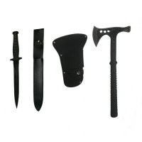 Set Cutit de vanatoare cu doua taisuri si Topor Survivor, otel inoxidabil Set Cutit de vanatoare cu doua taisuri si Topor Survivor, otel inoxidabil