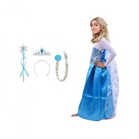 Set rochie si trei accesorii Elsa Frozen,  5-7 ani, Carnaval