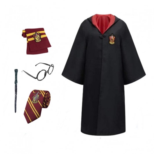 Costum carnaval copii Harry Potter cu cravata,ochelari,bagheta si fular,  5-7  ani