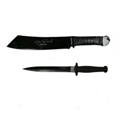 Set Cutit de vanatoare cu doua taisuri si Maceta 56.5 cm, Otel inoxidabil Set Cutit de vanatoare cu doua taisuri si Maceta 56.5 cm, Otel inoxidabil