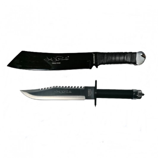 Set Cutit de vanatoare,40 cm si Maceta Rambo 56,5 cm,   Teaca inclusa