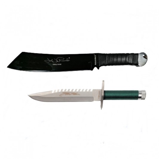 Set Cutit de vanatoare First Blood si Maceta Rambo, Teaca inclusa Set Cutit de vanatoare First Blood si Maceta Rambo, Teaca inclusa