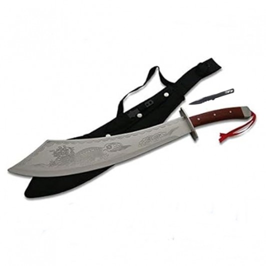 Maceta de vanatoare, Dragon Wood,   otel inoxidabil, cutit de aruncat si teaca incluse