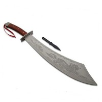 Maceta de vanatoare, Dragon Wood,   otel inoxidabil, cutit de aruncat si teaca incluse