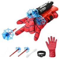 Manusa Spiderman cu ventuze,sfoara si lansator,  rosu