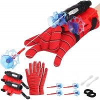 Manusi Spiderman cu ventuze,sfoara si lansator,  rosu