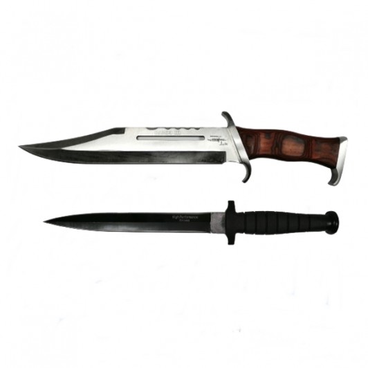 Set Cutit de vanatoare cu doua taisuri si baioneta Rambo, Teaca inclusa Set Cutit de vanatoare cu doua taisuri si baioneta Rambo, Teaca inclusa