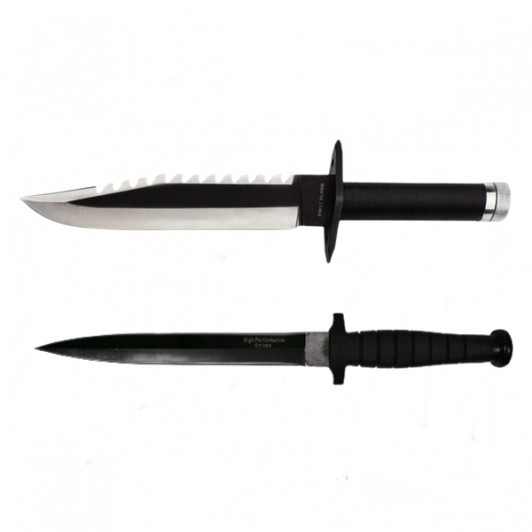 Set doua cutite de vanatoare, Tactical Knife,  Otel inoxidabil, Negru