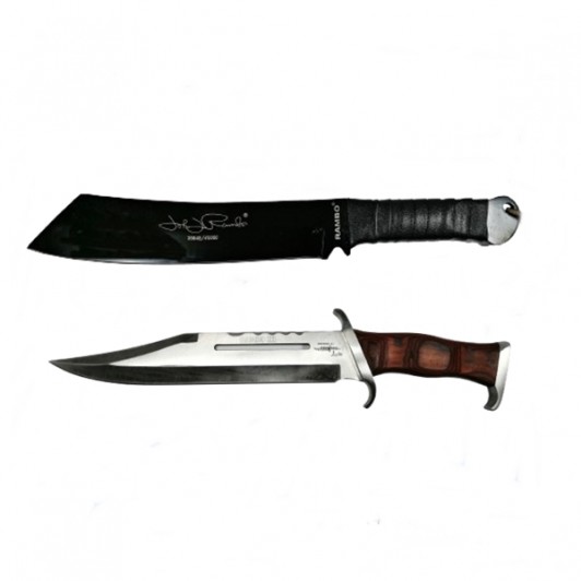 Set Cutit si Maceta Rambo IV, Otel inoxidabil, Teaca inclusa Set Cutit si Maceta Rambo IV, Otel inoxidabil, Teaca inclusa