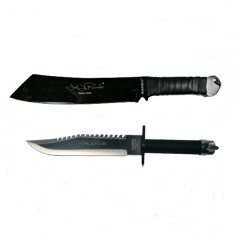 Set Cutit de vanatoare First Blood si Maceta Rambo, Otel inoxidabil, Teaca inclusa Set Cutit de vanatoare First Blood si Maceta Rambo, Otel inoxidabil, Teaca inclusa