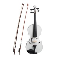 Vioara clasica din lemn IdeallStore®, Marime 4/4,doua arcusuri, alba, toc inclus