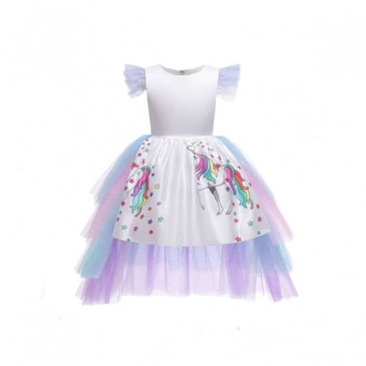 Rochie Unicorn cu trena detasabila, 7-9 ani Rochie Unicorn cu trena detasabila, 7-9 ani