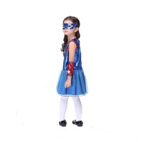 Costum Captain America fete,  Albastru, 3-5 ani