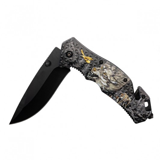 Briceag salvare ,   Fantasy Wolf, 21 cm, Otel inoxidabil