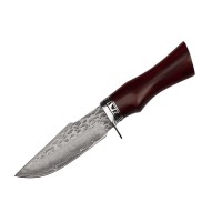 Cutit de vanatoare, Fixed Blade, Husa Piele, Otel Damasc Cutit de vanatoare, Fixed Blade, Husa Piele, Otel Damasc
