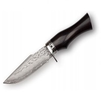 Cutit de vanatoare, Fixed Blade, Husa Piele, Otel Damasc, Negru Cutit de vanatoare, Fixed Blade, Husa Piele, Otel Damasc, Negru