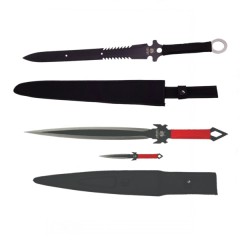 Set doua sabii de vanatoare,   68.5 cm, cutit de aruncat inclus