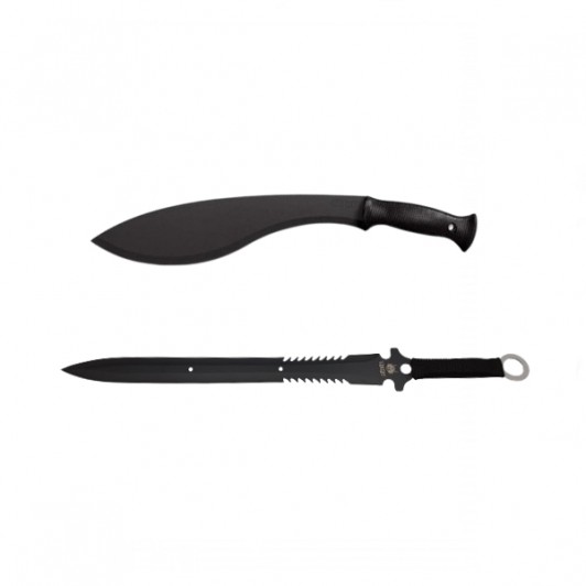 Set sabie si maceta de vanatoare, Kukri Black, 44 cm, husa inclusa Set sabie si maceta de vanatoare, Kukri Black, 44 cm, husa inclusa