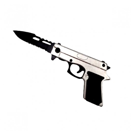 Briceag tip pistol, 18 cm, argintiu Briceag tip pistol, 18 cm, argintiu