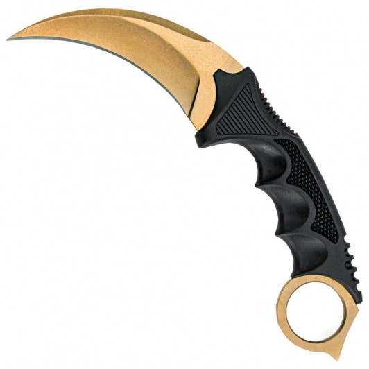 Cutit Karambit de antrenament, DEPOX®, auriu, 18.5 cm Cutit Karambit de antrenament, DEPOX®, auriu, 18.5 cm