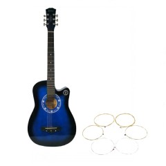 Chitara clasica din lemn  , set de corzi incluse, 95 cm, albastru