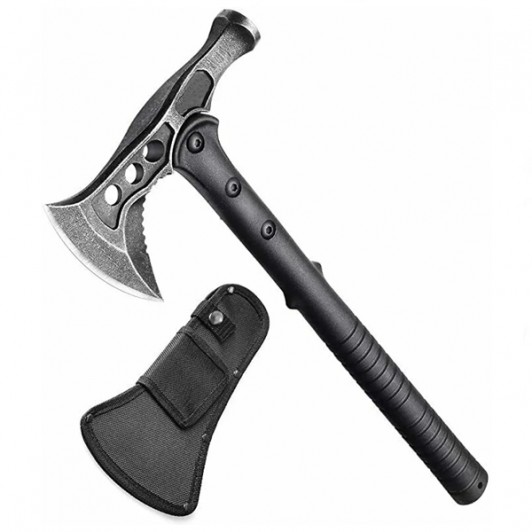 Topor 2 in 1, cu ciocan si husa, otel inoxidabil, 39 cm Topor 2 in 1, cu ciocan si husa, otel inoxidabil, 39 cm