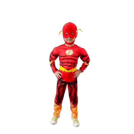 Costum Flash pentru copii, 3-5 ani, rosu Costum Flash pentru copii, 3-5 ani, rosu