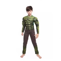 Costum Hulk cu muschi pentru copii, carnaval, marime 3-5 ani