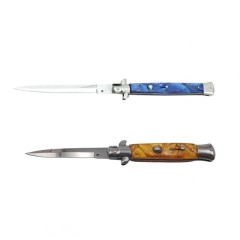 Pachet doua bricege automate, lamă stiletto, 23 cm, albastru/maro