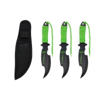 Set trei cutite de aruncare, verde, 19 cm , otel , husa inclusa