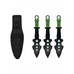 Set trei cutite de aruncare, 16.5 cm, husa inclusa, otel inoxidabil
